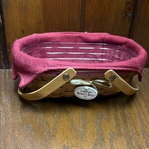 Longaberger 2006 Tree Trimming Basket with Burgundy Liner and plastic Protector